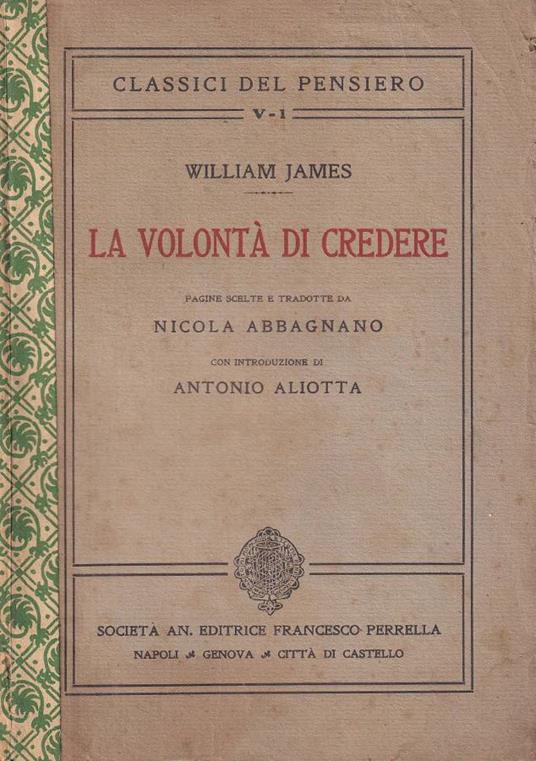La volontà di credere - William James - copertina