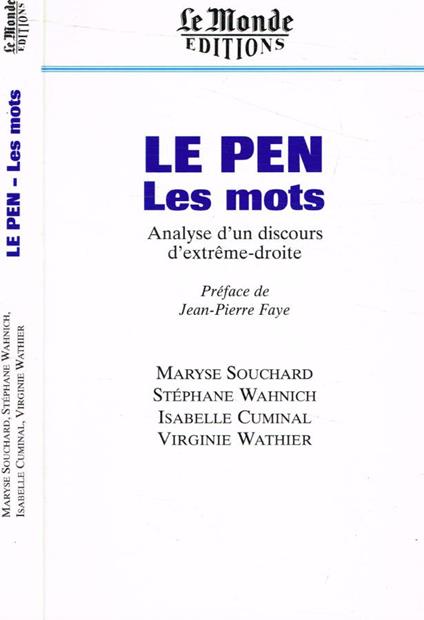 Le Pen-Les mots. Analyse d'un discours d'extreme-droite - copertina