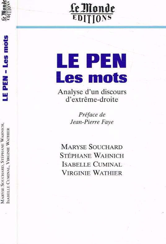 Le Pen-Les mots. Analyse d'un discours d'extreme-droite - copertina