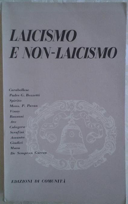 Laicismo E Non Laicismo - copertina