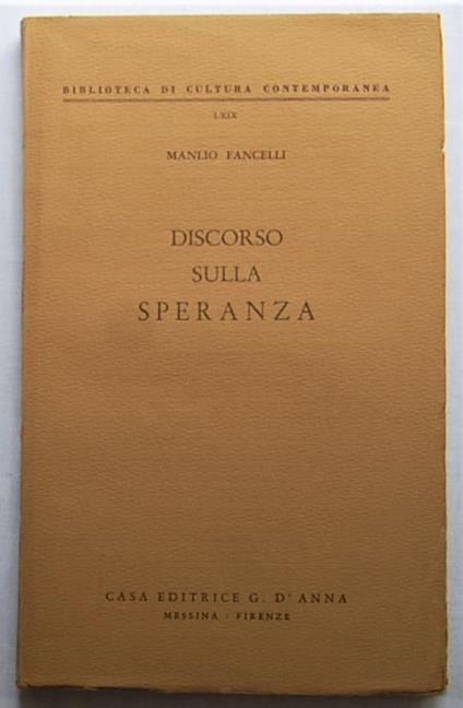 Discorso Sulla Speranza - copertina