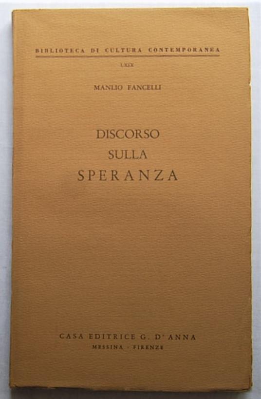 Discorso Sulla Speranza - copertina