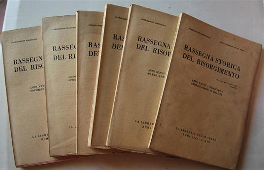 Rassegna Storica Del Risorgimento. Annata 1941 - copertina