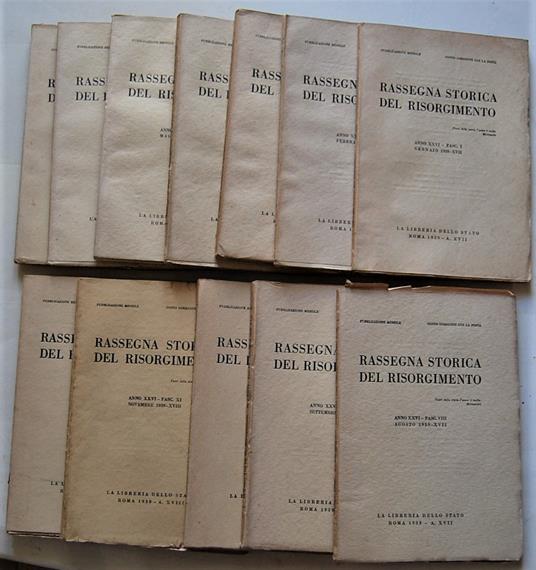 Rassegna Storica Del Risorgimento. Annata 1939 - copertina