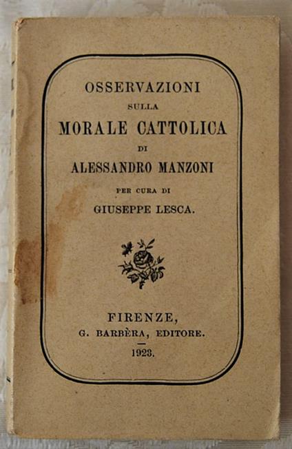 Osservazioni Sulla Morale Cattolica - copertina