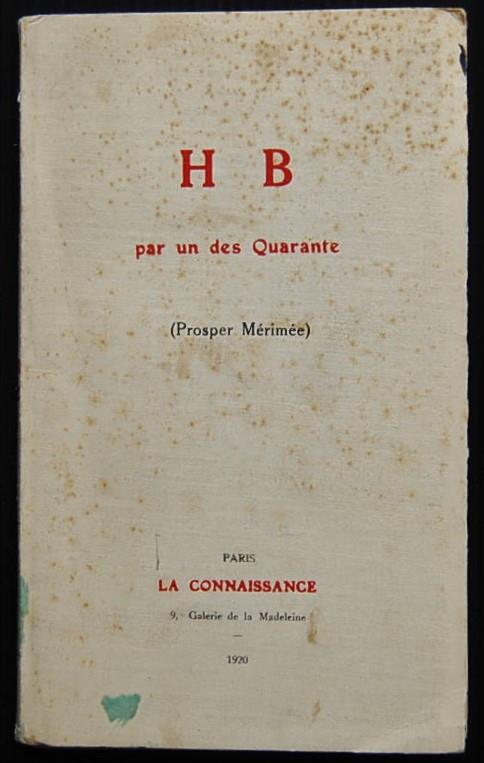 H B. Par Un Des Quarante - Prosper Mérimée - copertina