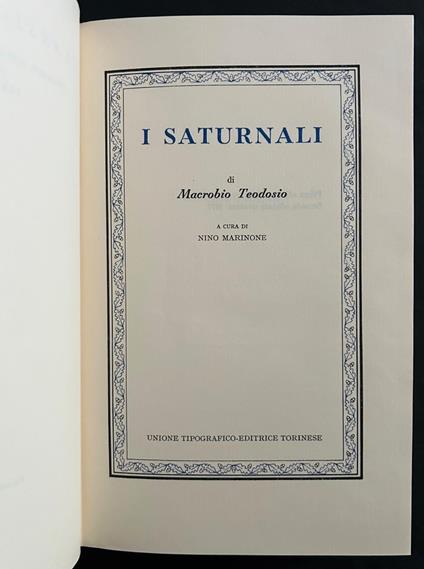 I Saturnali - Teodosio Macrobio - copertina