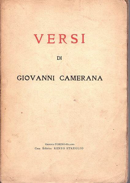 Versi - Giovanni Camerana - copertina