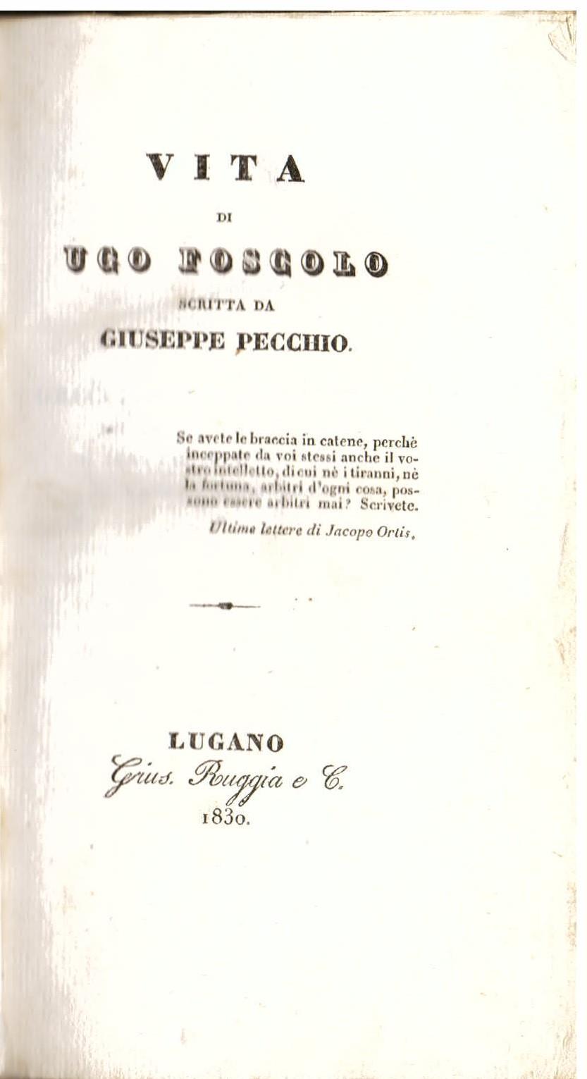 Vita di Ugo Foscolo