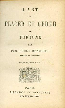 L' art de placer et gérer sa fortune - copertina