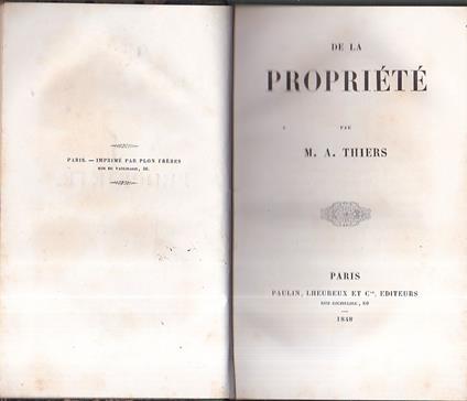 De la Propriété - Adolphe Thiers - copertina