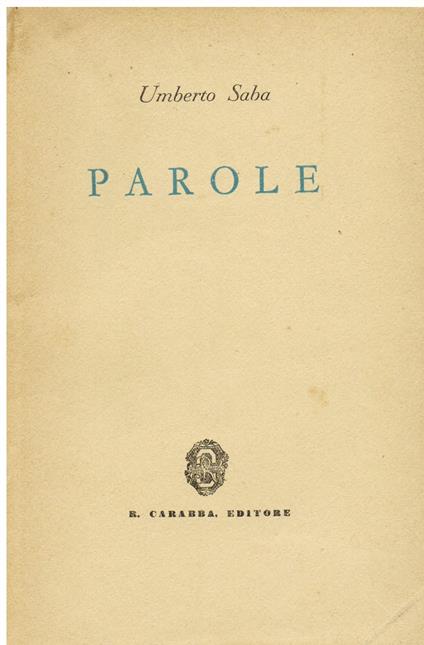 Parole - Umberto Saba - copertina