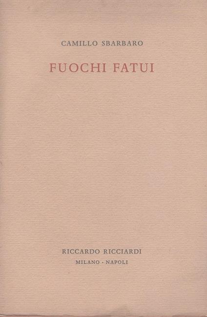 Fuochi fatui - Camillo Sbarbaro - copertina