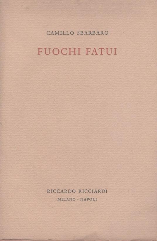 Fuochi fatui - Camillo Sbarbaro - copertina