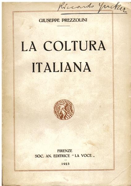 La coltura italiana - Giuseppe Prezzolini - copertina