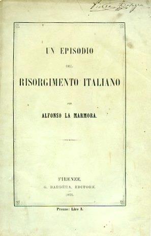 Un episodio del Risorgimento italiano - Alfonso La Marmora - copertina