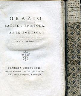 Satire, Epistole, Arte Poetica. Parte prima - Le Odi tradotte da Luigi Brami. Parte seconda - Quinto Orazio Flacco - copertina
