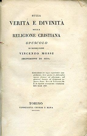 Sulla verità e divinità della religione cristiana. Opuscolo - copertina
