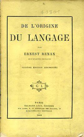 De l'origine du langage. Sixième édition augmentée - Ernest Renan - copertina