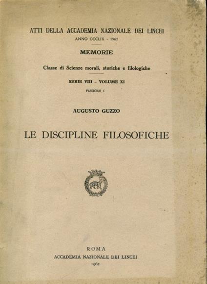 Le discipline filosofiche - Augusto Guzzo - copertina