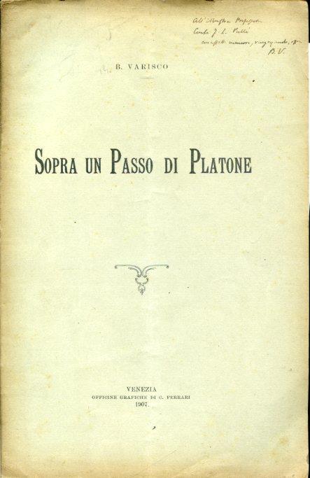 Sopra un Passo di Platone - Bernardino Varisco - copertina