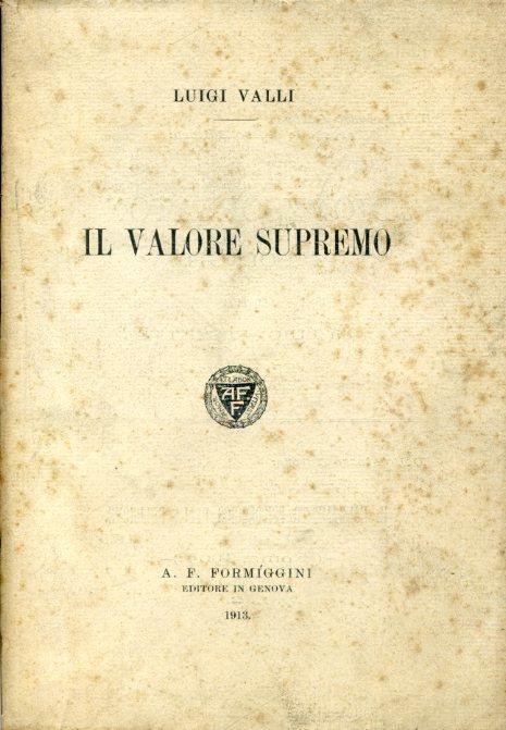 Il valore supremo - Luigi Valli - copertina