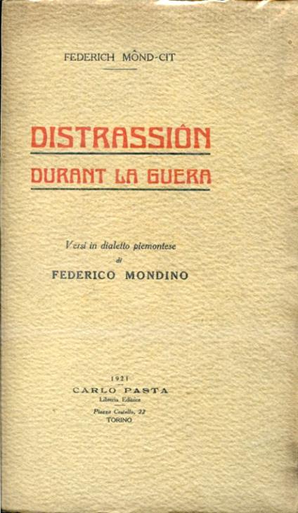 Distrassiôn durant la guera. Versi in dialetto piemontese - copertina