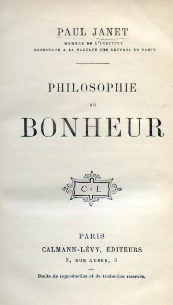 Philosophie du Bonheur - Paul Janet - copertina