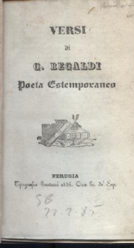 Versi - Giuseppe Regaldi - copertina
