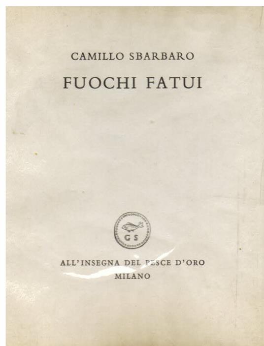 Fuochi fatui - Camillo Sbarbaro - copertina