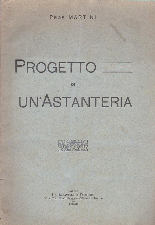 Progetto di un'astanteria - F. Martini - copertina