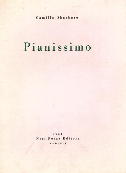 Pianissimo - Camillo Sbarbaro - copertina