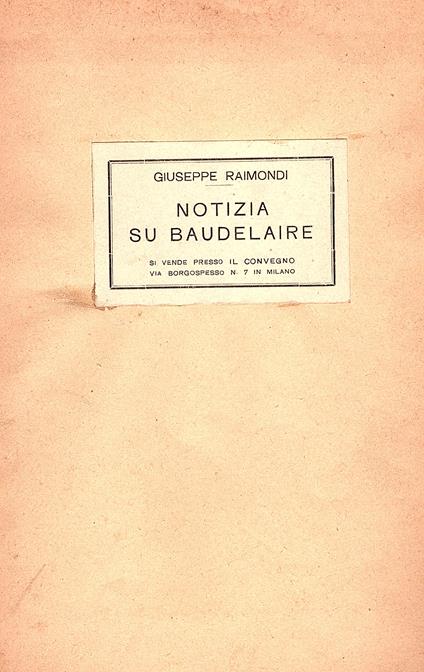 Notizia su Baudelaire - Raimondi Giuseppe - copertina