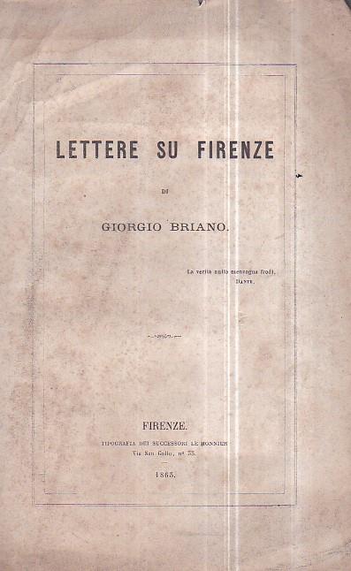 Lettere su Firenze - Giorgio Briano - copertina