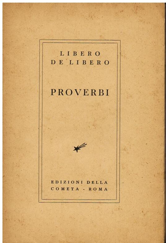 Proverbi - Libero De Libero - copertina