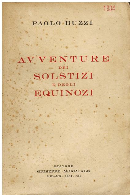Avventure dei solstizi e degli equinozi - Paolo Buzzi - copertina
