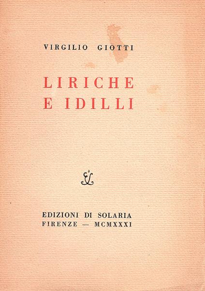 Liriche e idilli - Virgilio Giotti - copertina