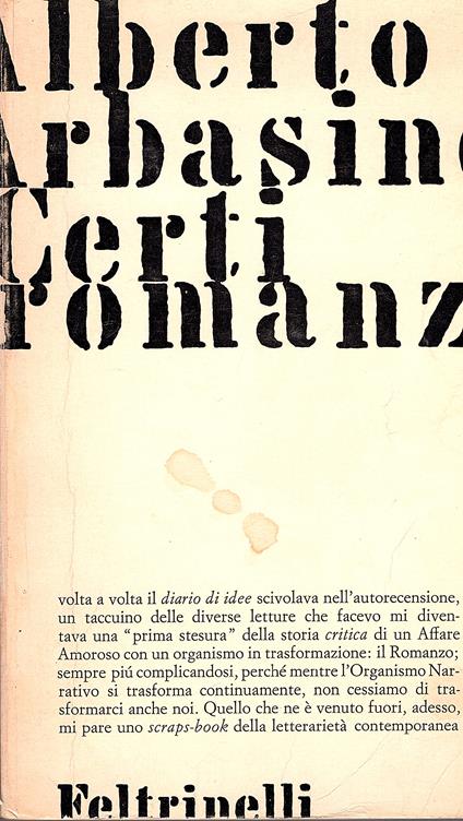 Certi romanzi - Alberto Arbasino - copertina