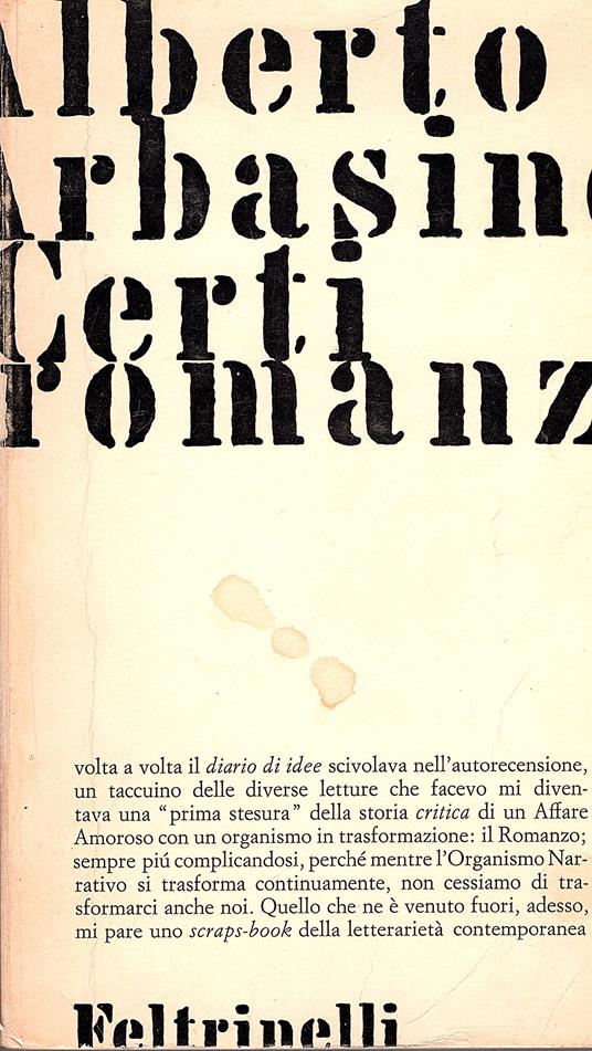 Certi romanzi - Alberto Arbasino - copertina