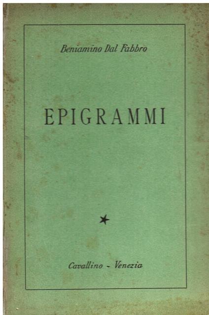 Epigrammi - Beniamino Dal Fabbro - copertina