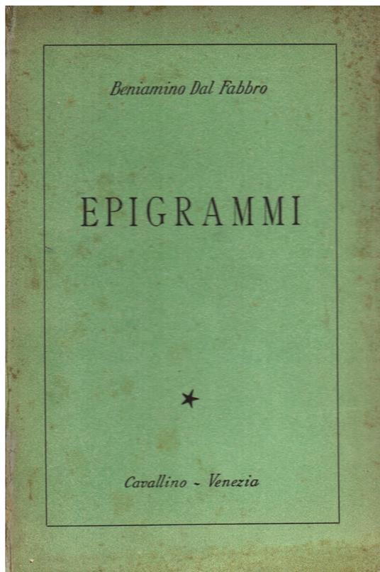 Epigrammi - Beniamino Dal Fabbro - copertina