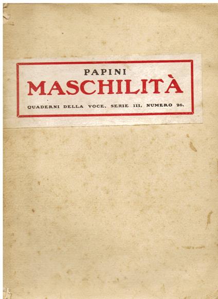 Maschilità - Giovanni Papini - copertina