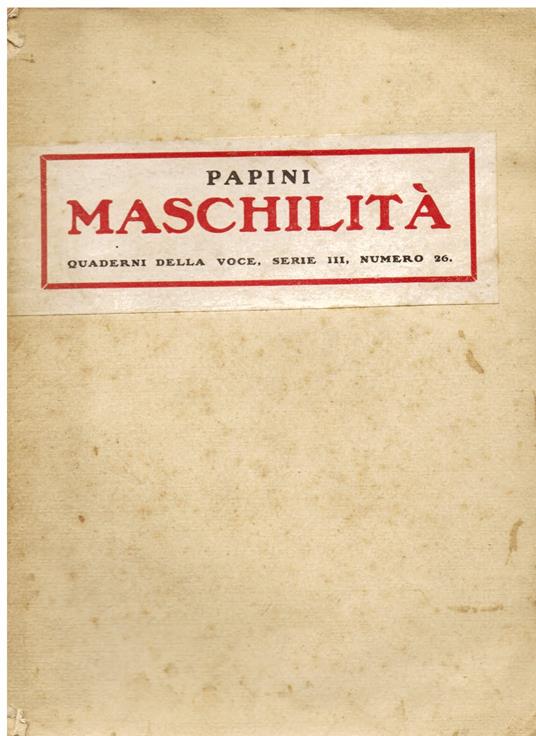 Maschilità - Giovanni Papini - copertina