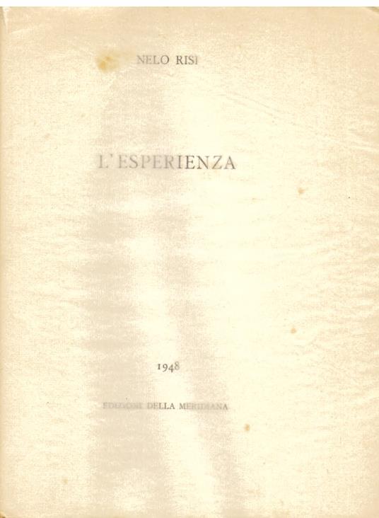 L' esperienza - Nelo Risi - copertina