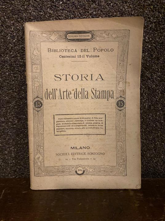 Storia dell' arte della stampa - Ambrogio Arpisella - copertina