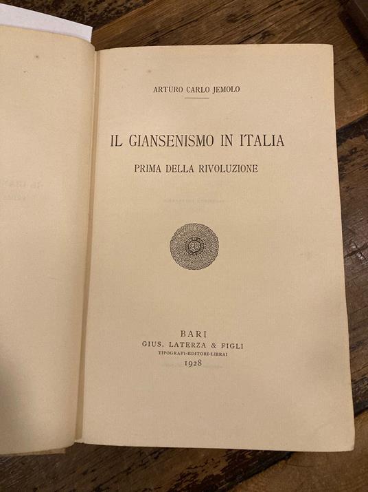 Il Giansenismo in Italia prima della Rivoluzione - Arturo Carlo Jemolo - copertina