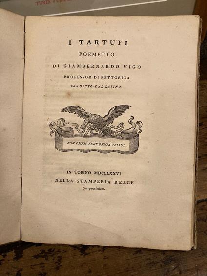 Tubera Terrae Carmen - I Tartufi. Poemetto tradotto dal latino - Giovanni Bernardo Vigo - copertina