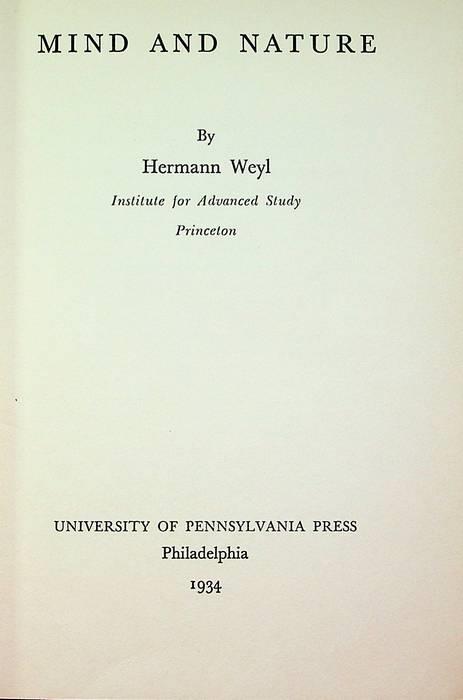 Mind and nature. Institute for Advanced Study Princeton - copertina