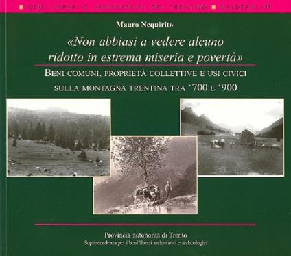 Non abbiasi a vedere alcuno ridotto in estrema miseria e povertà: beni comuni, proprietà collettive e usi civici sulla montagna trentina tra '700 e '900. Beni librari e archivistici del Trentino 11 - Mauro Nequirito - copertina