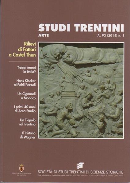 Studi trentini arte: rilievi di Fattori a castel Thun: A. 93 (2014) n.1 - copertina